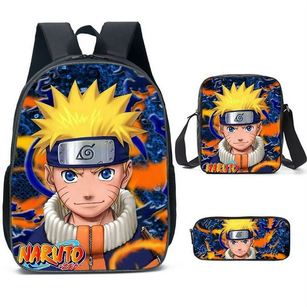Belita Amy 3pcs/Set Naruto Backpack Cartoon Anime Figures Student School Bag High-Capacity Travel Bag Messenger Bag Pencil Case Kids Gift Other
