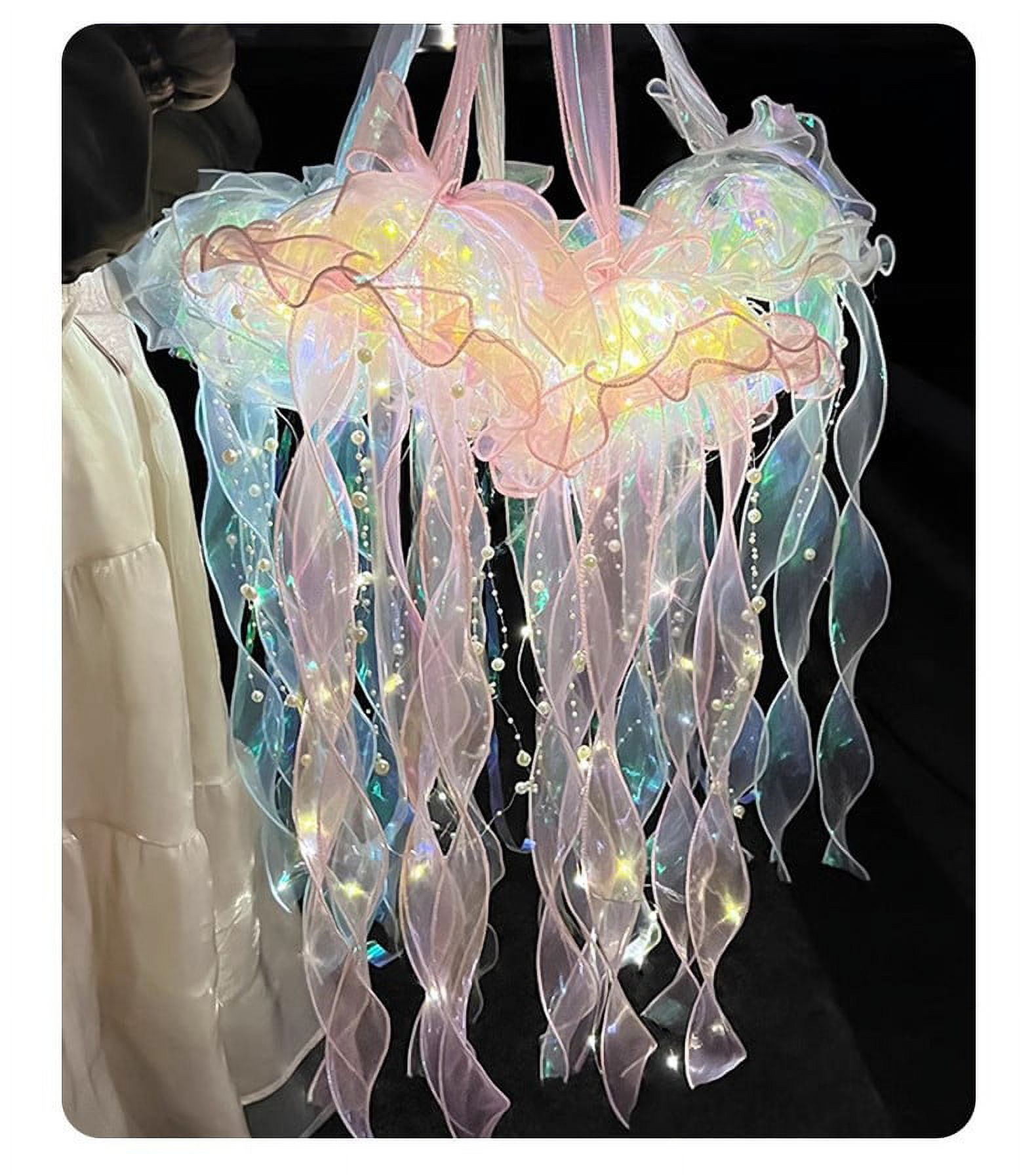 LJIABao 5pcs Iridescent Jellyfish Lanterns, Hanging Birthday Decorations, Holographic Centerpieces image 2