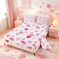 thumbnail image 2 of meiyoeat Pink Flamingo Heart Bed Sheets,Tropical Animal Print Full Size Sheets For Girls,4 Pieces1 Flat Sheet, 1 Fitted Sheet and 2 Pillowcases, 2 of 6