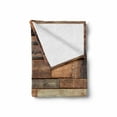 thumbnail image 2 of Wooden Print Soft Flannel Fleece Throw Blanket, Rustic Floor Planks Grungy Look Farm House Country Style Walnut Oak Grain Image, Cozy Plush for Indoor and Outdoor Use, 60" x 80", Brown, by Ambesonne, 2 of 6