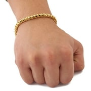 10K Yellow Gold Wheat, Palm Chain Bracelet (5mm, 7")