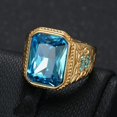 PERITANG Mens 14K Gold Plated Square Cluster Ring with Blue Cubic ...