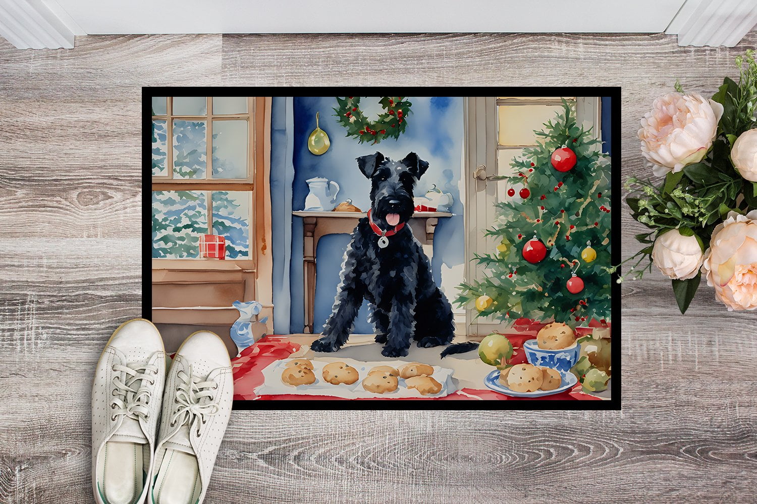 Carolines Treasures DAC3836MAT 18 x 27 in.  Kerry Blue Terrier Christmas Cookies Doormat