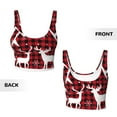 thumbnail image 6 of Goofa Christmas Buffalo Plaid Printed Sports Bras for Women, High Impact Running Bra Workout Crop Tank Tops Longline Sports Bra Push up-, 6 of 9
