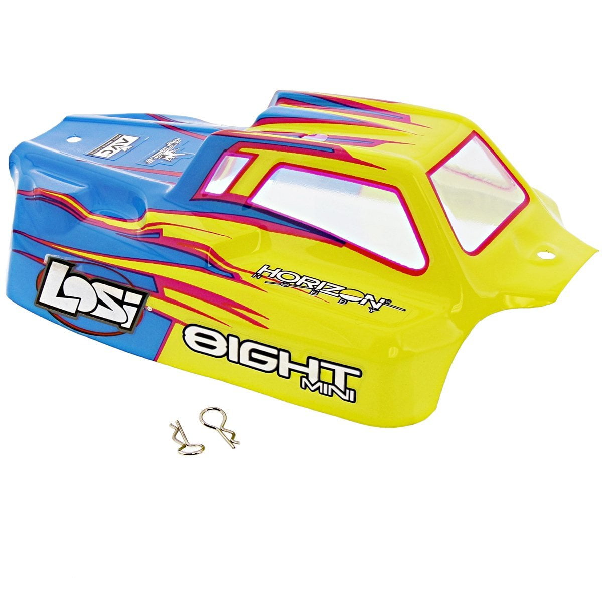 Losi 1 14 Mini 8ight Buggy Yellow Amp Blue Body Shell Amp Clips Painted Decals Walmart Com