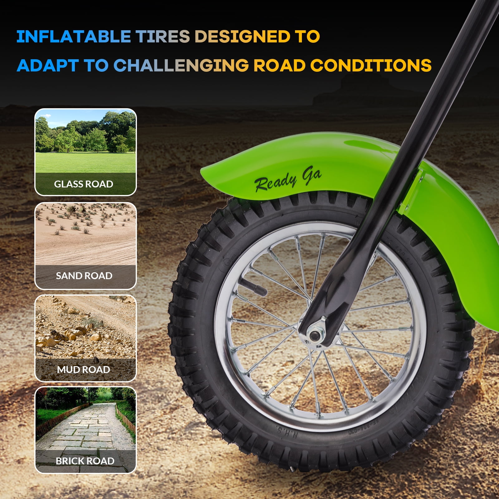 24V Electric Dirt Bike for Kids, 2 Speed Max Up to 14 Mph & 60 Minutes Continuous Electric Motorcycle  with Led Lights, Leather Seat, Handbrake for Big Kids Teen, Ideal Christmas Gifts