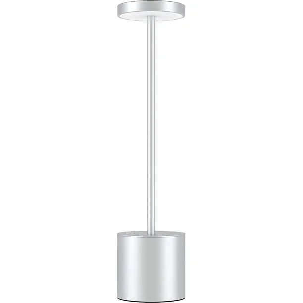 Lámpara de mesa inalámbrica recargable, lámparas de escritorio LED portátiles con batería de 6000 mAh, brillo de 2 niveles, lámpara de mesa con batería regulable para restaurante/dormitorio/bares/pat JAMW Sencillez