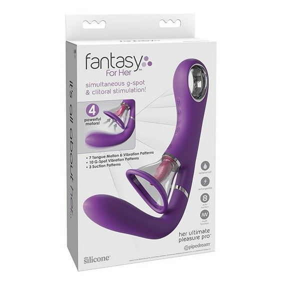 Fantasy For Her Her Ultimate Pleasure Pro Rechargeable Silicone Flicking Suction Dual Stimulator