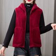 thumbnail image 4 of Fanxing Plus Size Fleece Vest for Women with Hood Zip Up Sleeveless Sherpa Jackets Winter Warm Outwear with Pockets Wine 3XL, 4 of 5