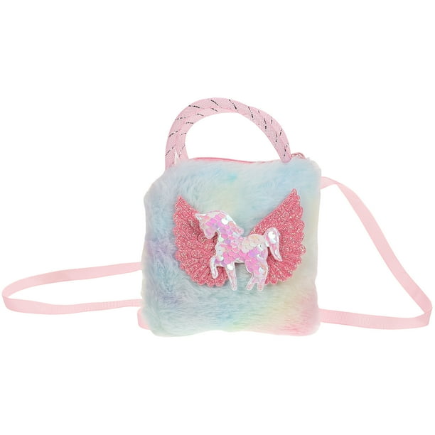 Bolso bandolera de unicornio Bolso de hombro de unicornio de peluche Bolso de mano de unicornio para niña