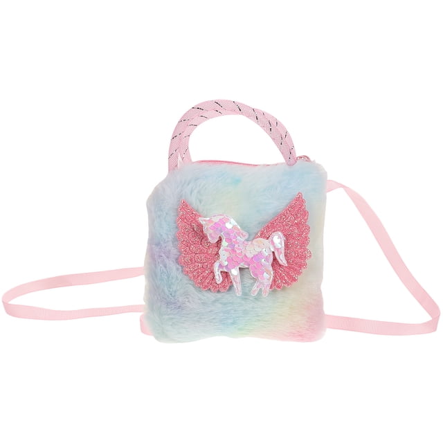 Bolso bandolera de unicornio Bolso de hombro de unicornio de peluche Bolso de mano de unicornio para niña