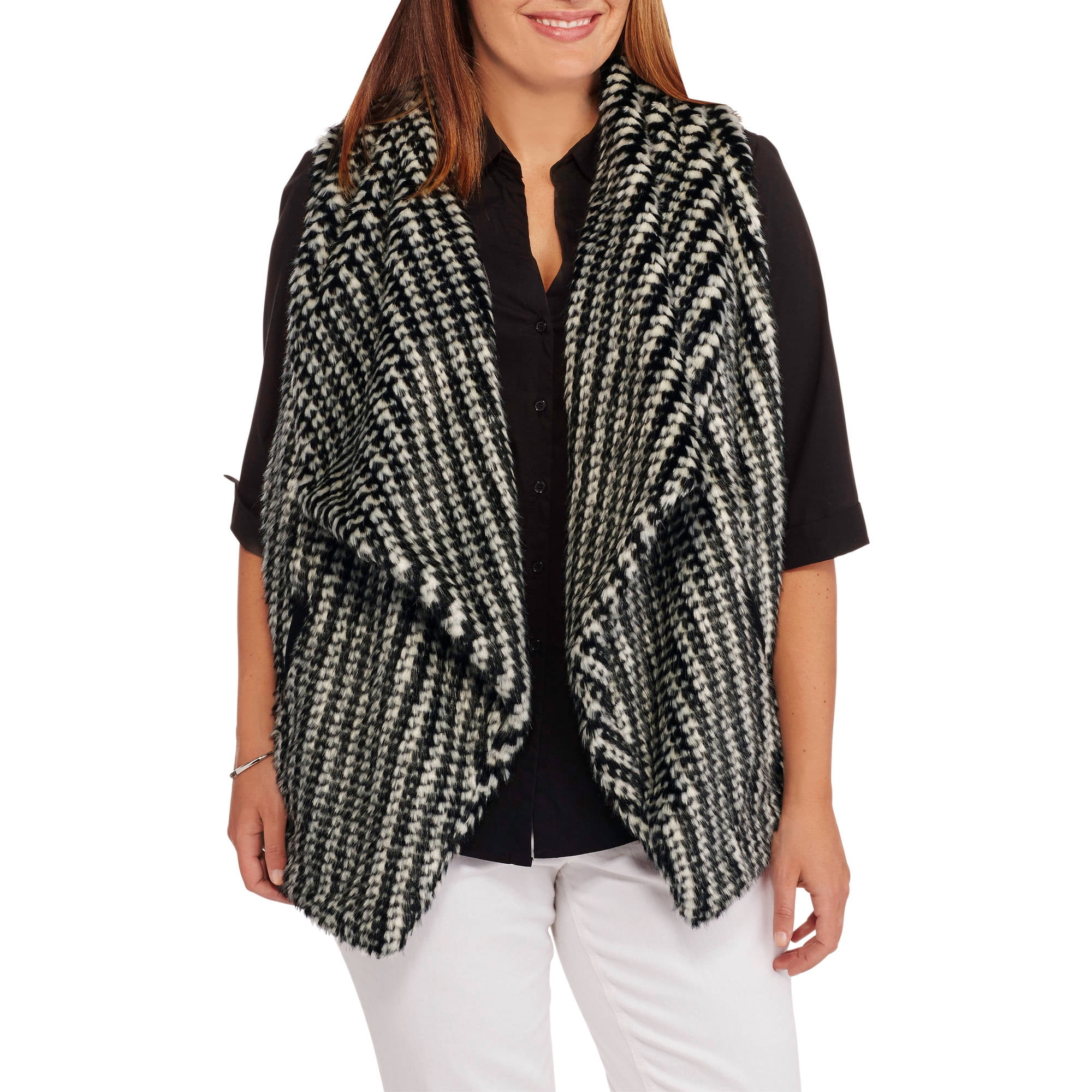 plus size faux fur vest