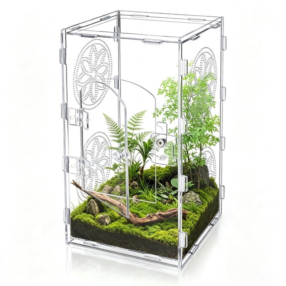 Zisqerts Acrylic Jumping Spider Enclosure, 12x6x6 inch Front Door Reptile Insect Habitat