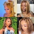 thumbnail image 6 of Highlight Omber Lace Front Wigs Human Hair Pre Plucked 4/27 Straight 13X4 HD Transparent Lace Frontal Wigs 180% Density Honey Blonde Glueless Human Hair wigs for Black Woman 14 Inch, 6 of 6