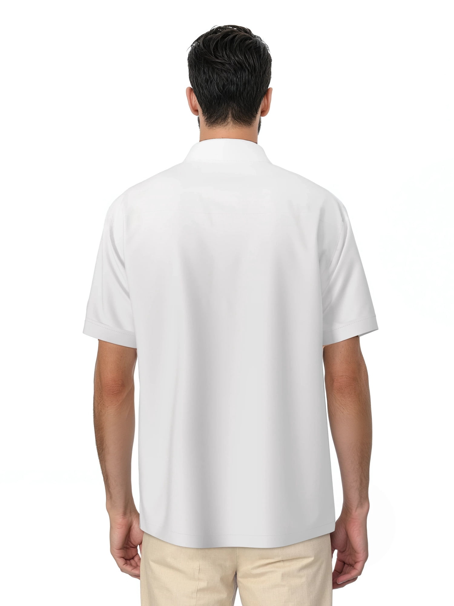 Havanera Men's and Big Men's Front Panel Point Collar Short Sleeve Button-Down Shirt, Sizes S-5XL