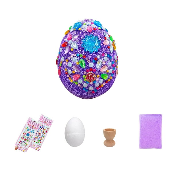 Regalos Únicos de Cesta de Pascua para Niños Decoración de Pascua Huevos Set de Espuma de Bricolaje 10x8cm / 3.94x3.15In con Pegatinas de Arcilla Rellenos de Huevos de Pascua para Niños