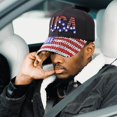 thumbnail image 4 of Jiibva American Flag Baseball Cap Sparkle Rhinestone USA Flag Trucker Hat Adjustable Hip Hop Hat for Men Women, 4 of 7
