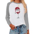 thumbnail image 2 of Yuyuzo Chandails de Noël pour Femmes Manches Longues Col Rond Chandail en Molleton Bloc de Couleur Tunique Verre de Vin Rouge, 2 of 5