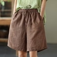 thumbnail image 2 of Maean Women's Wide Leg Shorts Cotton Linen Elastic High Waist Drawstring Baggy Short Pants with Pockets, 2 of 4