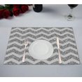 thumbnail image 1 of ABPHQTO Mantel individual Chevron brillante con purpurina plateada y textura blanca 30x45 cm Juego de 2 manteles individuales de mesa, 1 of 2