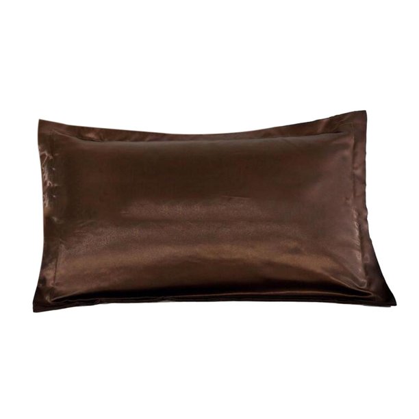 Funda de almohada de ropa de cama cómoda con cierre para almohada café Zulema Fundas de almohada de seda de color sólido