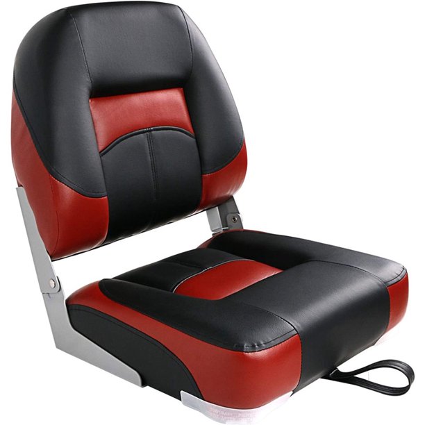 Leader Accessories Low Back Folding Fishing Boat Seat (Black/Red(1 seat