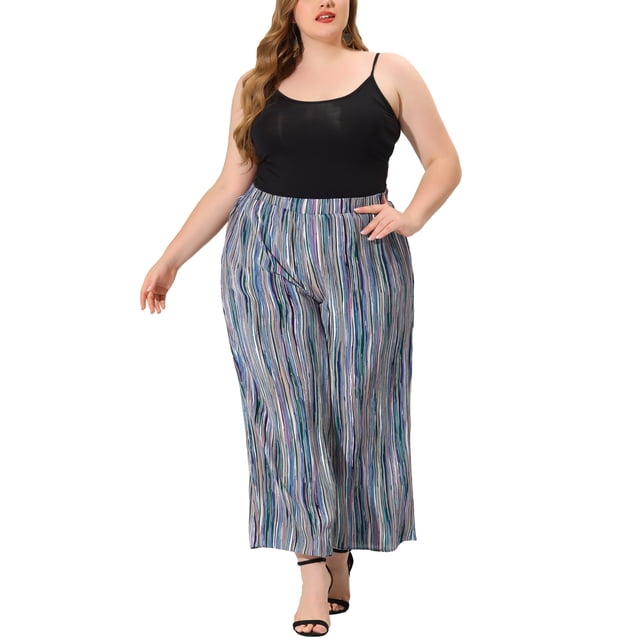 Pantalón De Salón De PierAncPaMujer, TalGrande, Estilo Boho Palazzo Azul 3X