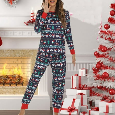 

Kiplyki Women s Pajamas Deals Labor Day Christmas Plaid Printed Elk Long Sleeve Pants Pajama Set Homewear