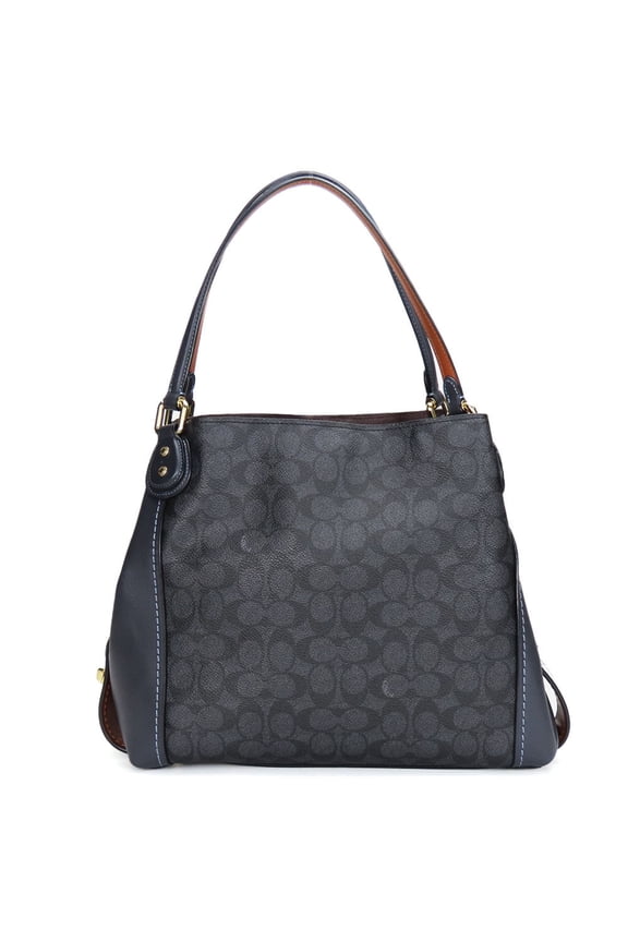 Pre-Owned Coach Tote Bag 31698 Signature Leather Dark Gray Brown Women's COACH (Good)