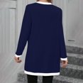 thumbnail image 4 of WTOBBY Women's Knitted Cardigan Jacket with Single Breasted Front and Patch Pockets, Mid Length Contrast Color, Casual Long Sleeve,Royal Blue M, 4 of 4
