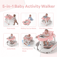 thumbnail image 6 of AILEEKISS 5-in-1 Musical Baby Walker with Wheels, Foldable Baby Walker for Boys Girls, Pink Beige, 6 of 10