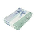 thumbnail image 3 of Blue-green Vertical Stripes Florals Leaves Hand Towel Absorbent Bath Towels for Bathroom Sports Gym 28" x 14" Set of 2, 3 of 8
