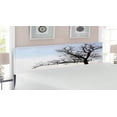thumbnail image 2 of Tree Headboard, Silhouette of a Bench and a Tree Against Pale Evening Sky in Winter Nature Landscape, Upholstered Decorative Metal Bed Headboard with Memory Foam, King Size, Blue Brown, by Ambesonne, 2 of 4