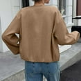 thumbnail image 6 of Stichou Womens Wool Coats Oversized Cropped Bomber Jackets Casual Long Sleeve Zip up Jackets Spring Winter Outwear with Pockets Coffee XL, 6 of 6