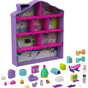 Polly Pocket Advent Calendar, 2 Micro Dolls, Winter Doll House Playset, 25 Surprises, Holiday Theme