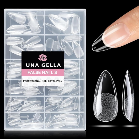 Thinway Almond Nail Tips 216pcs Medium Almond Press on Nails Pre-Shape Gel Fake Nails for Full Cover Acrylic French False Nails for Nail Extension, DIY Salon 12 Sizes Gelly Tips