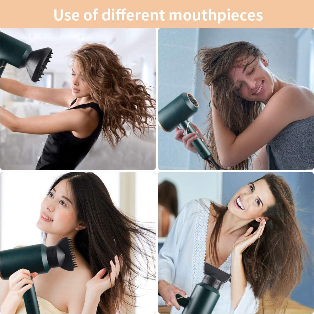 Hair Dryer, 1800W Professional Salon Negative Ionic Hair Blow Dryer with 2 Nozzles and 1 Diffsuer, Foladable Dryer with 3 Heats/2 Speeds/1 Cool Button Settings, Upgrade Safety Protection Hair Dryer, 1800W Professional Salon Negative Ionic Hair Blow Dryer with 2 Nozzles and 1 Diffsuer, Foladable Dryer with 3 Heats/2 Speeds/1 Cool Button Settings, Upgrade Safety Protection