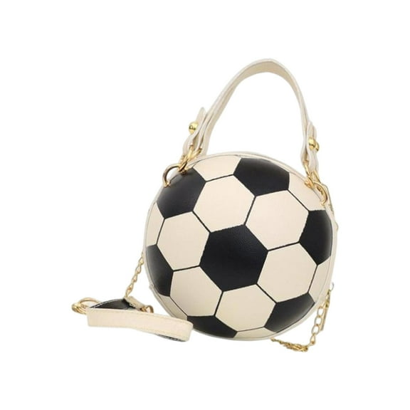 Kuntesetty Elegant Football Shaped Cross Body Bag Purse Wallet PU Shoulder Bag for Shopping White