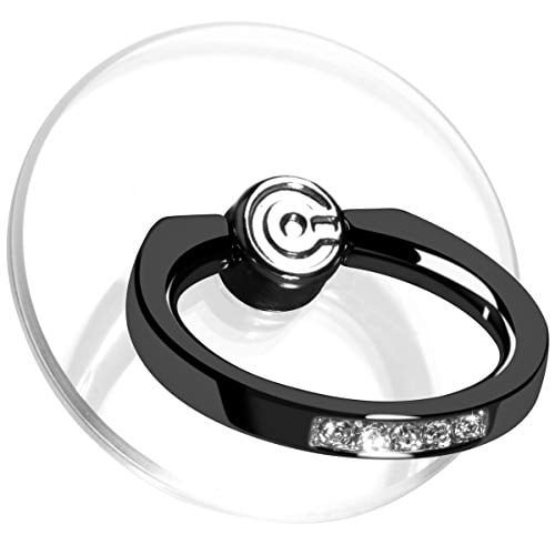 Transparent Phone Ring Stand Holder - EI Sonador Cell Phone Ring Holder Finger Grip 360 Degree Rotation … (2 Black Diamond)