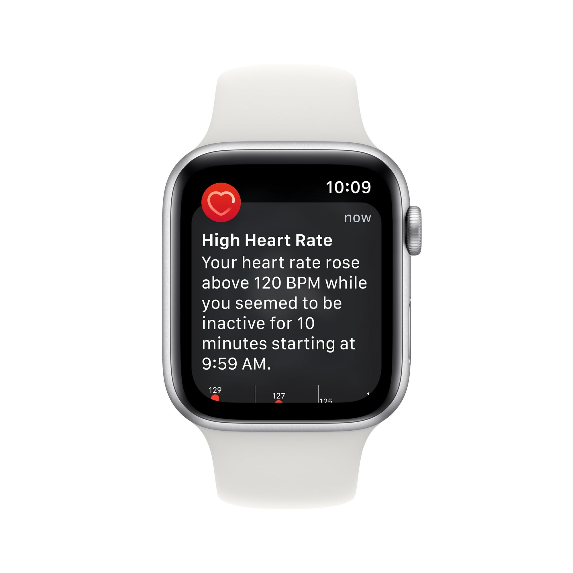 Apple Watch Series SE Aluminum Case White Sport Band, 10 Hour Battery Life, Silver/44MM, 1