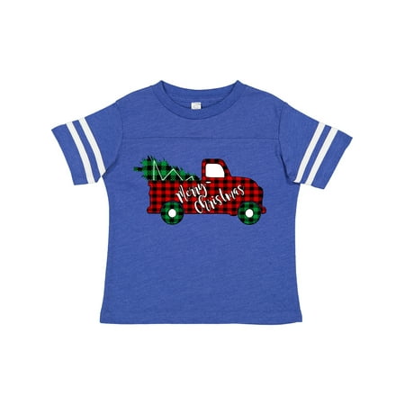 

Inktastic Merry Christmas Red Buffalo Plaid Truck with Tree Gift Toddler Boy or Toddler Girl T-Shirt