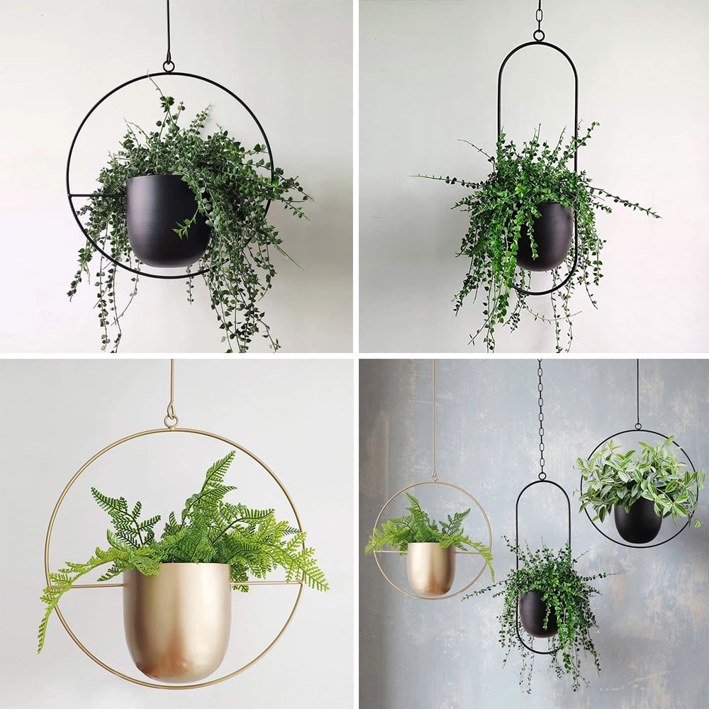Metal Hanging Planters with 6&quot; Pot (Detachable) + Hook
