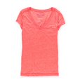 thumbnail image 1 of Aeropostale - Camiseta básica con cuello en V Marled para mujer, naranja, XS Aeropostale Camiseta básica, 1 of 2
