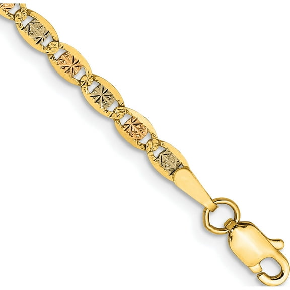14K Tri-Color 2.75mm Gold Pave Valentino Chain (7 X 2.75) pvl060-7