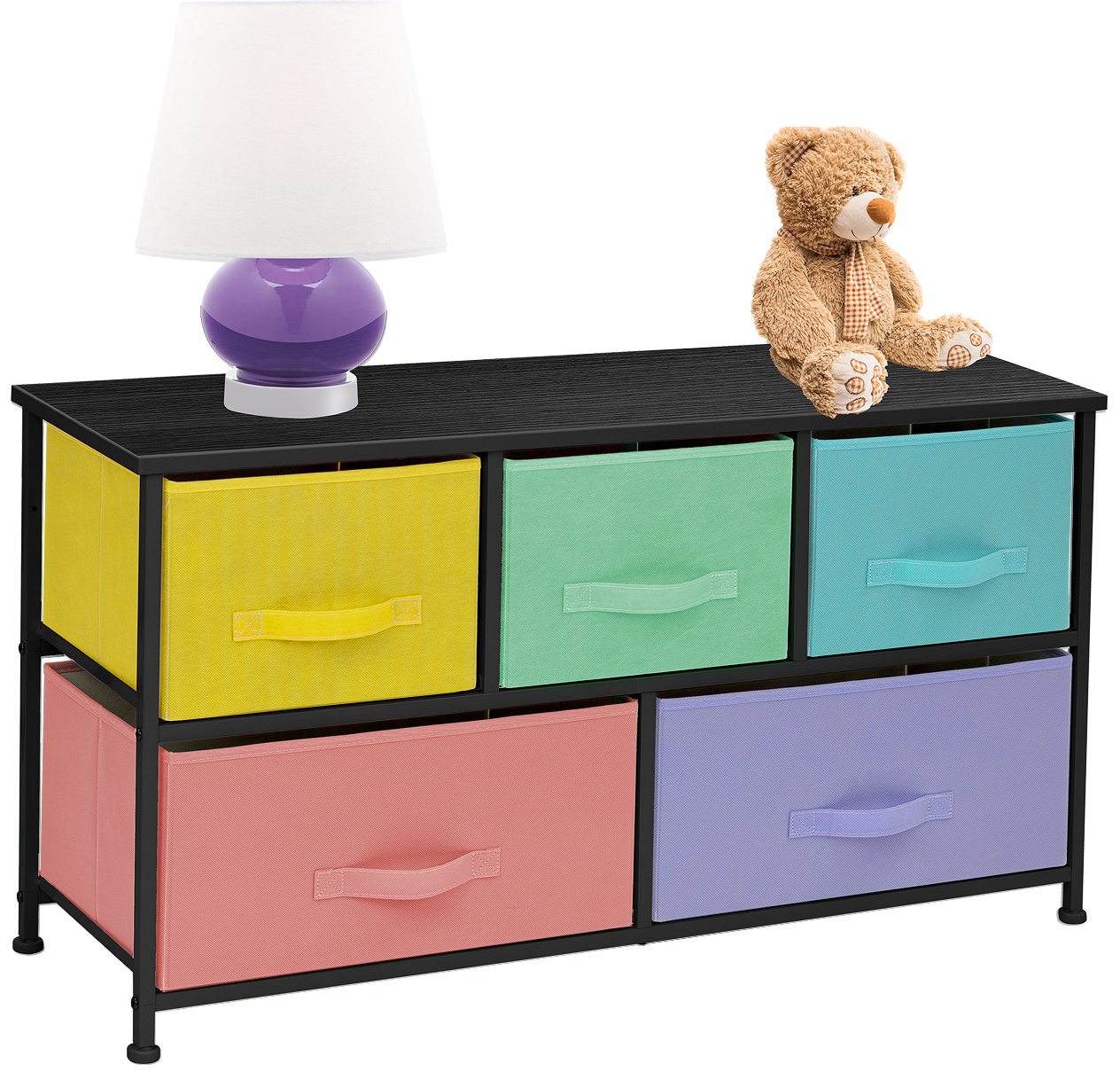 Sorbus Dresser with 5 Drawers (Pastel/Black)