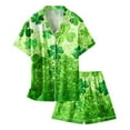 thumbnail image 4 of Pajama Set for Girls 2PC St. Patrick's Day Lapel Button up Kids Loungewear Boys Sleepwear 2 Piece Outfits Z07-Green 12-13 Years, 4 of 4