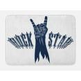 thumbnail image 1 of Rock and Roll Bath Mat, Rock Star Pattern with a Raised Hand Doing the Sign, Plush Bathroom Decor Mat with Non Slip Backing, 29.5" X 17.5", Dark Violet Blue White, by Ambesonne, 1 of 2