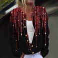 thumbnail image 2 of VEKDONE Cardigan Femme Manches Longues Découpé Couleur Unie Veste Décontractée Rouge TTG, 2 of 5