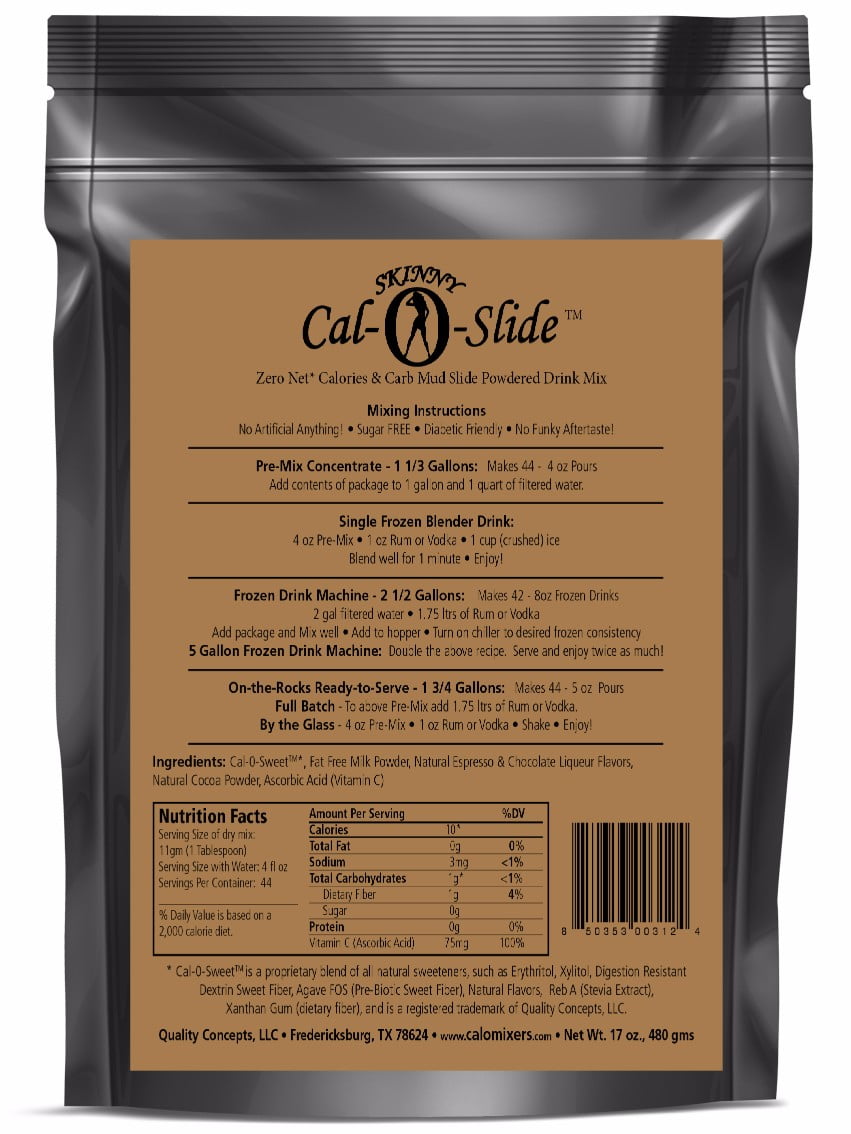 Cocktail Mix Skinny Cal-O-Slide (TM) Mudslide Zero Calorie & Carb All Natural Powder, 44... by Private Label