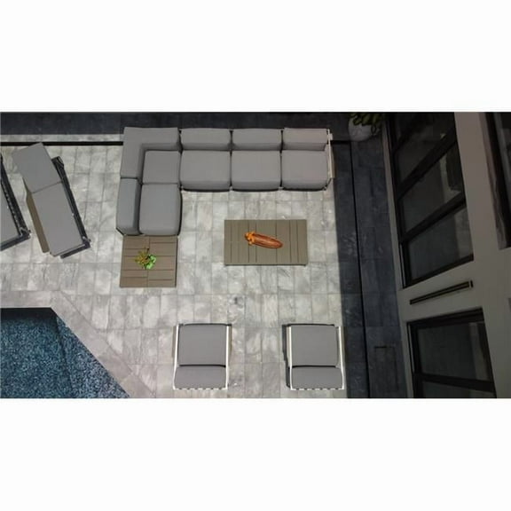 Outsy 0ASUN-9SET Extra Deep Seating Outdoor Set, Gray - 9 Piece
